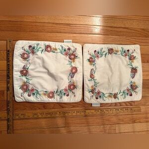 Waverly Floral Embroidered crochet flowers Throw Pillow Covers